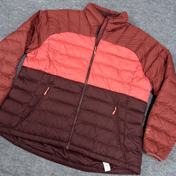 L.L. Bean Jackets & Blazers - LL Bean Jacket Women 2X Red Orange Pink Colorblock Down Puffer 650 Ultralight